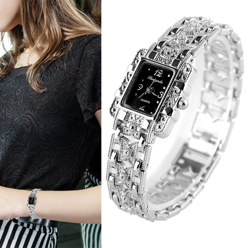 

Vintage Women Quartz Watch Silver Wristwatch Clock Female Bracelet Wrist Watches Luxury reloj mujer saat relogio zegarek damski