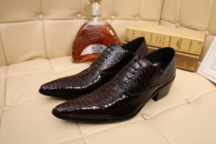 Picture as As Apontado Vestido Couro Python De Alto Picture Sapatos Salto Masculino Pele Formal Homens Mens Sapato Dedo Social Oxford Casamento TqUwAUF