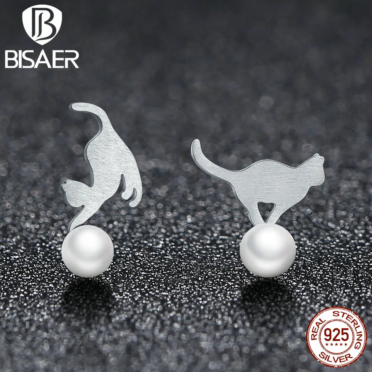 Женские серьги гвоздики из серебра 100% пробы в виде котенка|cat earrings|cat earrings for