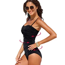 Сексуальный сплошной черный горошек большого размера плюс 4xl цельный провод свободный ruched форма тела женский купальник купальник купальный костюм