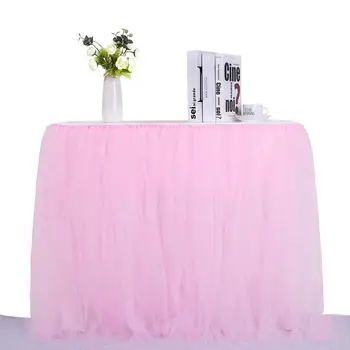 

Adeeing Solid Color Nylon Mesh Table Skirt Elegant Party Wedding Table Decoration