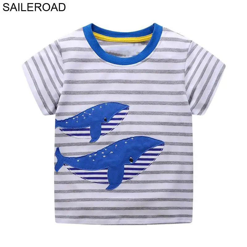 SAILEROAD 2-7Years Мультфильм Китовый Принт Дети Мальчики Футболка С Коротким Рукавом Для Летнего Младенца Дети Мальчики Топы Тис Одежда - Цвет: 6146 same picture