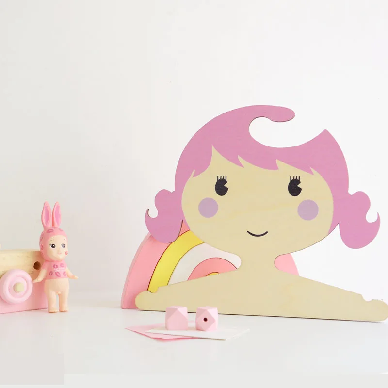 

Cute Cartoon Little Girl Hanger Hanging Ornament Creative Wooden Manual Crafts Children's Clothing Store Home Bedroom Decoration