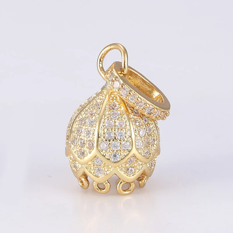 Горячая мода ювелирные изделия Bijoux Циркон Подвески с цветком лотоса кулон для браслетов и ожерелья Diy медь микро проложить застежка