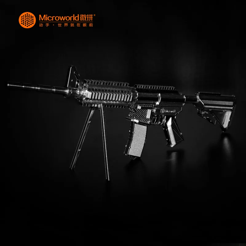 Microworld 3D DIY металлическая головоломка M4A8 карабин модели оружия интеллектуальная развивающая головоломка лазерная резка подарки игрушки для детей