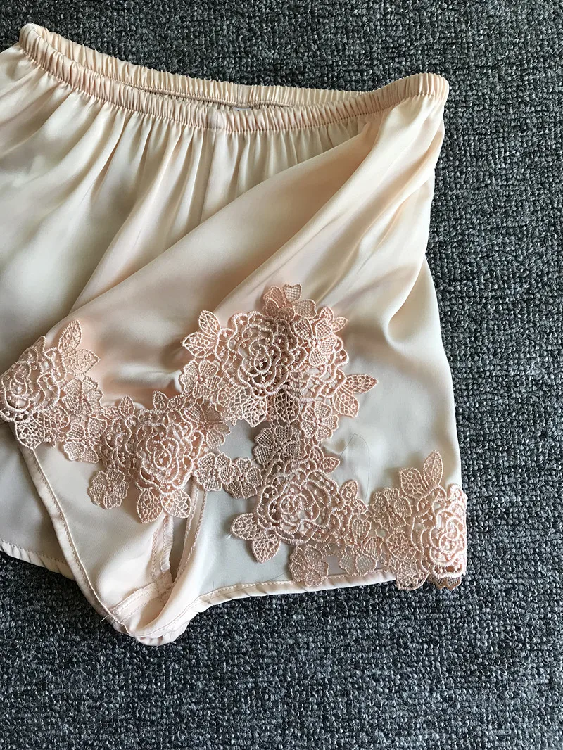 Pajamas Set Sexy Silk Satin Lace Sleeveless Pyjamas Set Women Summer Sleepwear Nightwear Lingerie Female Home Wear Lingerie     5