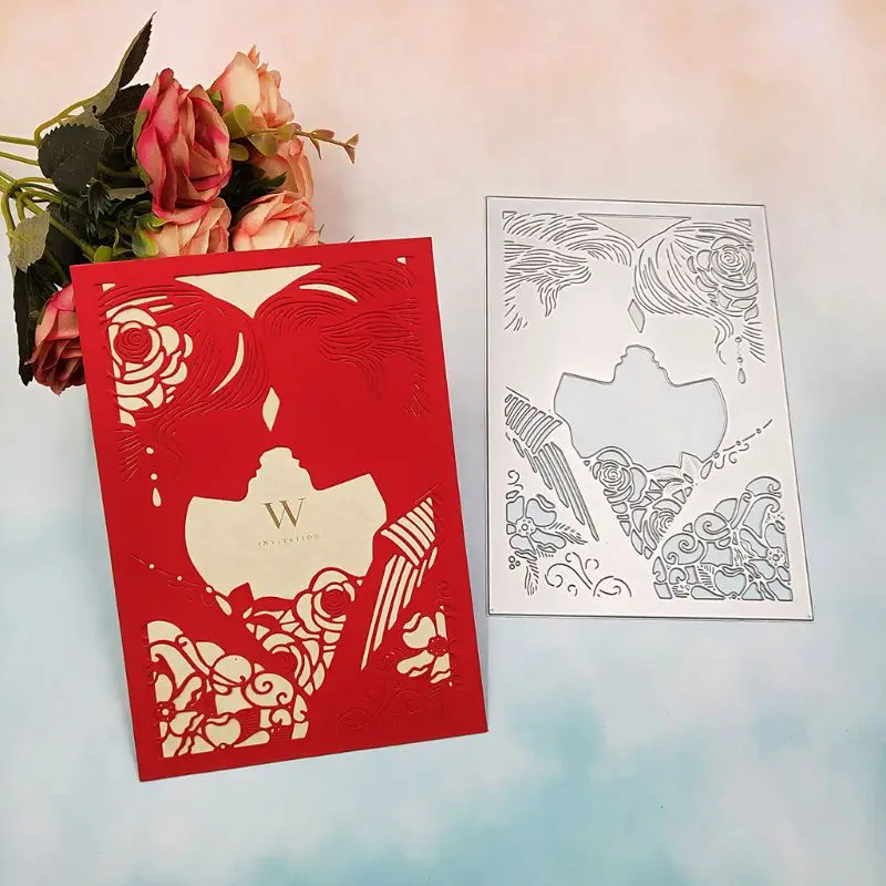 

Carbon Steel Wedding Couples Cutting Die Embossing Stencil Template Mold DIY Paper Art Handcraft Scrapbook Bookmark Card Decor