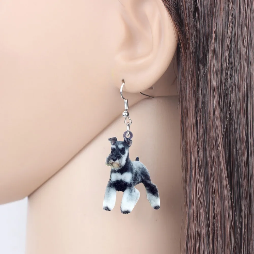 WEVENI Акриловые Модные Schnauzer Terrier Dog серьги подвески в форме капли Gift Anime Animal Jewelry для
