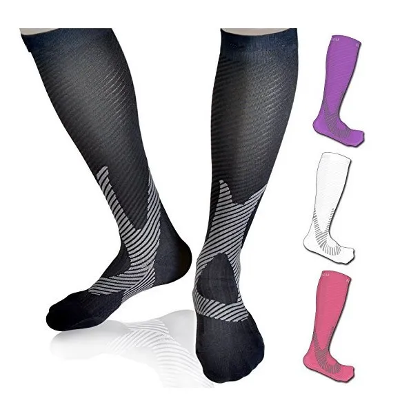 

david angie Quality Men Women Medical Compression Socks Leg Support Stretch Breathable Knee High Socks 15-20mmHg Dry Fit,1Yc2967