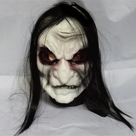 

Black Long Hair Halloween Mask Full Head Horror Mask Party Goods Cosplay Ghost