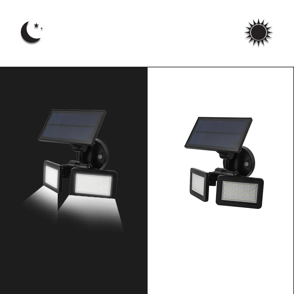 48LED Солнечный настенный светильник водонепроницаемый с двумя головками сенсор открытый сад Ландшафтные лампы с солнечной батареей