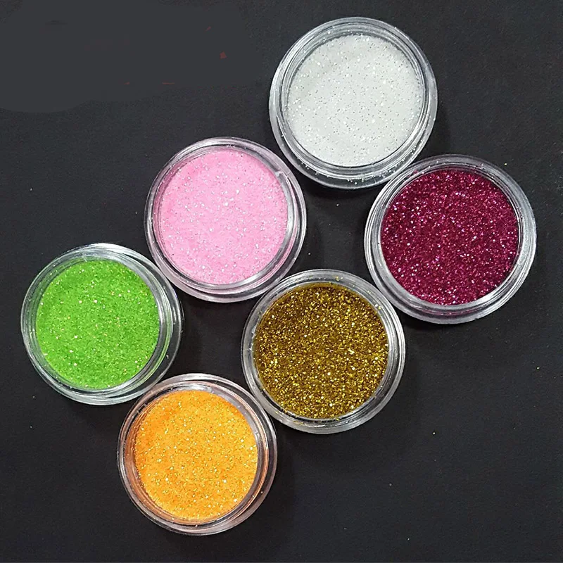 6Colors/Set Nails Art Chrome DIY Color Loose Resin Glitter Nail Pigment