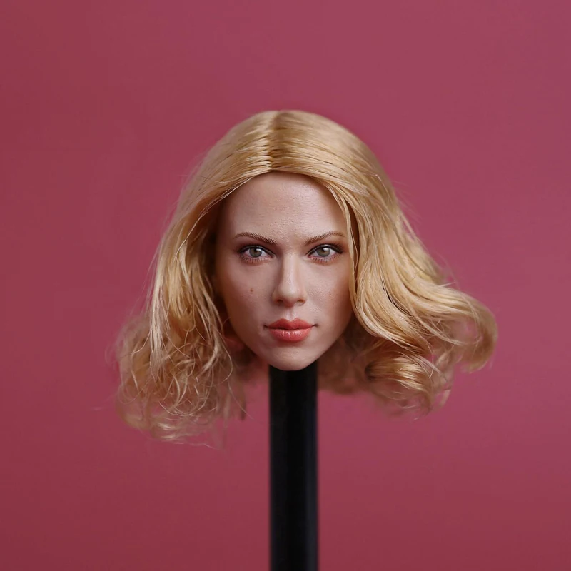 1:6 шкала черная Widow Scarlett Johansson голова лепить золотые волосы леди женская голова модель для 12 дюймов фигурка