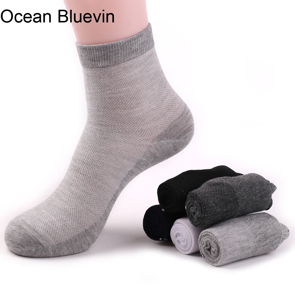 Quality Men's Cotton Crew Socks New Style Business Casual Classical 5 Colors Breathable Mesh
