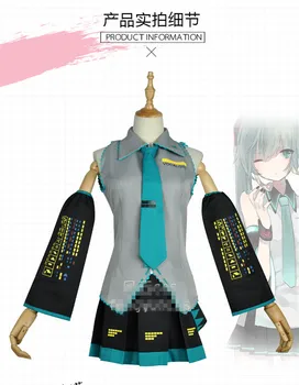 

2017 New Hot Anime VOCALOID Miku Cosplay Costume Woman Play Suits Coat+Skirt