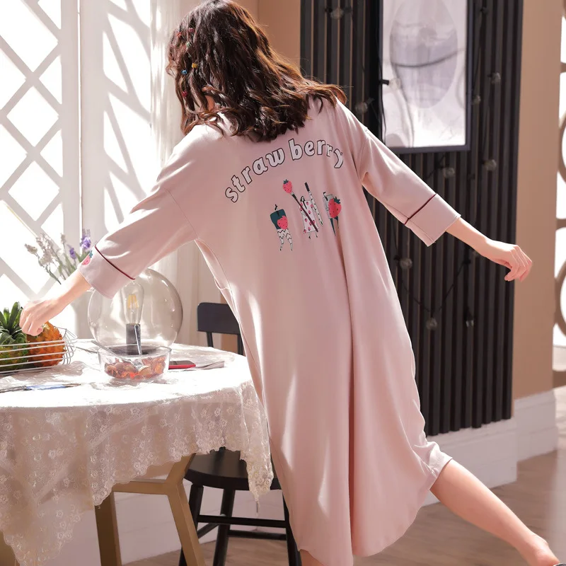 Хлопок для беременных женщин и молодых матерей одежда для сна Весна и лето кормящих пижамы Ночная рубашка с длинным рукавос свободные хлопок кардиган домашняя одежда