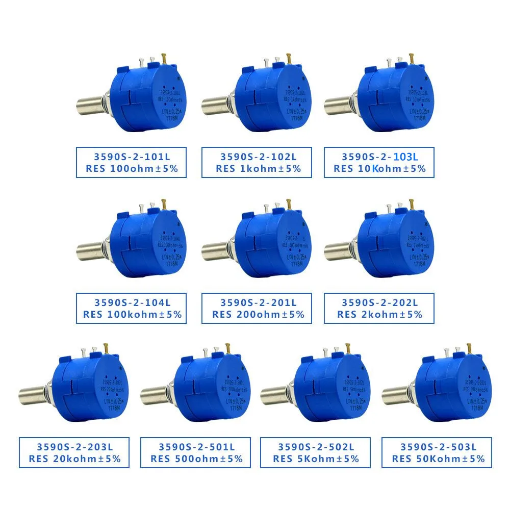 3590S-2-103L 3590S 10K Ом прецизионный многооборотный потенциометр 10 кольцевой регулируемый резистор 3590S 500 1K 2K 5K 20K 50K 100K Ом