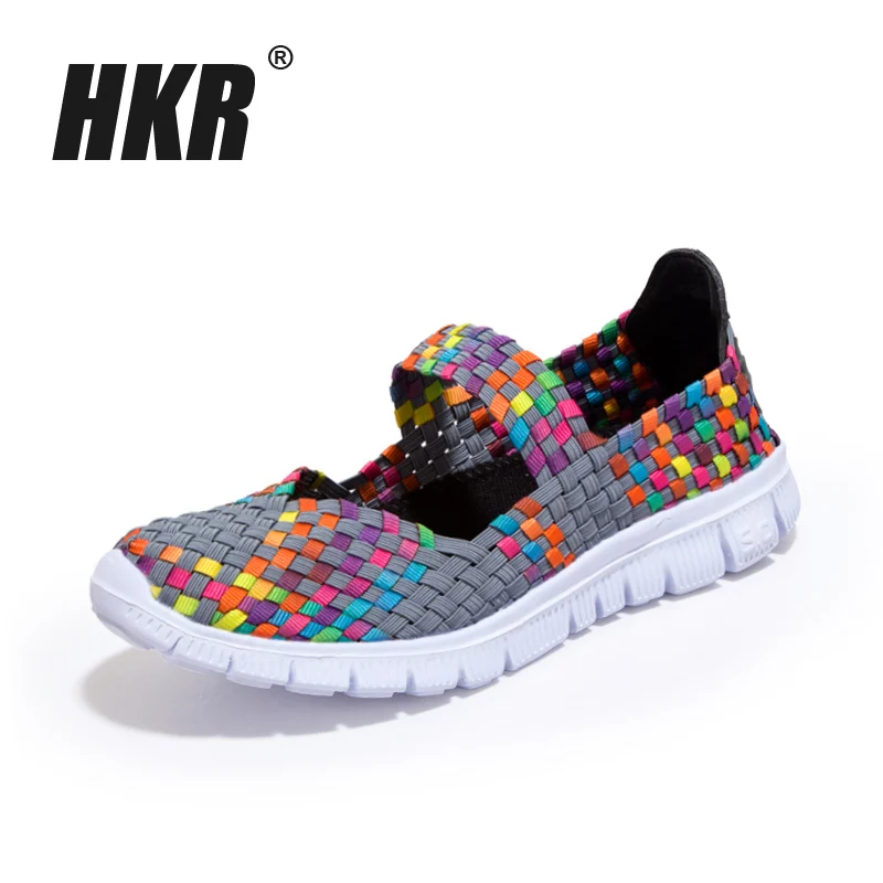  HKR 2017 spring women flat sandals Shoes women Woven shoes Flat Shoes flip flops women multi colors sandals female shoes 599 