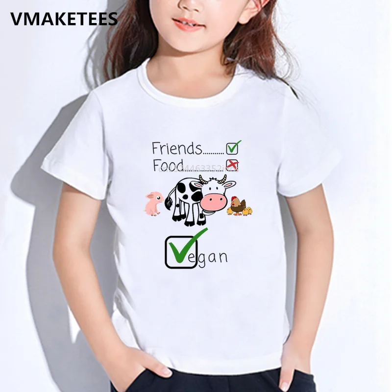 

Kids Summer Girls&Boys T shirt Animals Are Friends Not Food Cartoon Print Children's T-shirt Go Vegan Funny Baby Clothes,HKP5173