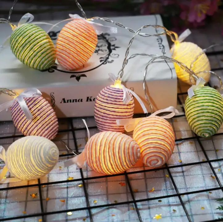 

LED lamp string colored eggs wrapped rope eggs battery lamp string Easter decorative lamp