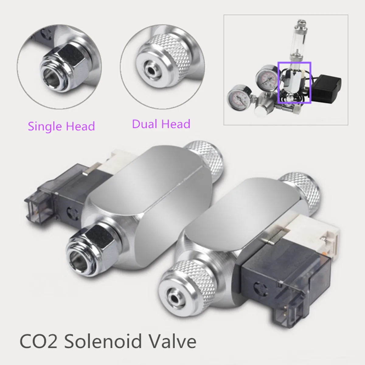 

Silver Single Dual Head CO2 Aquarium Magnetic Solenoid Valve Low Temp Regulator Cylinder Pressure Relief CO2 Equipments Gadgets