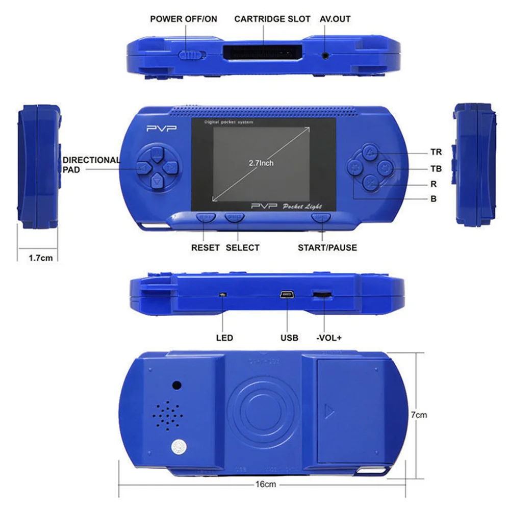 3 Inch 16 Bit PXP3 Handheld Game Player Retro Video Game Console de jeux 150 Classic Games Child Gaming Players consola 