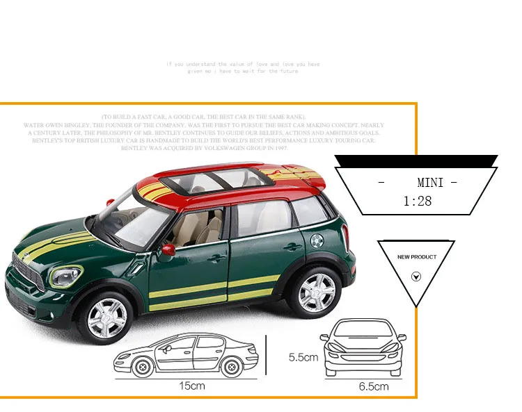 1:28 моделирование Mini Cooper игрушки Транспорт модель сплава отступить детские игрушки подлинное коллекция подарок Акустооптическая