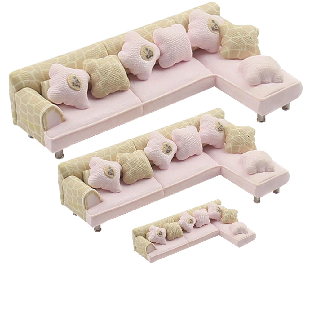 

1PC Miniature Living Room Furniture Set Sofa Armchair Wood Fabric Figurines Miniatures