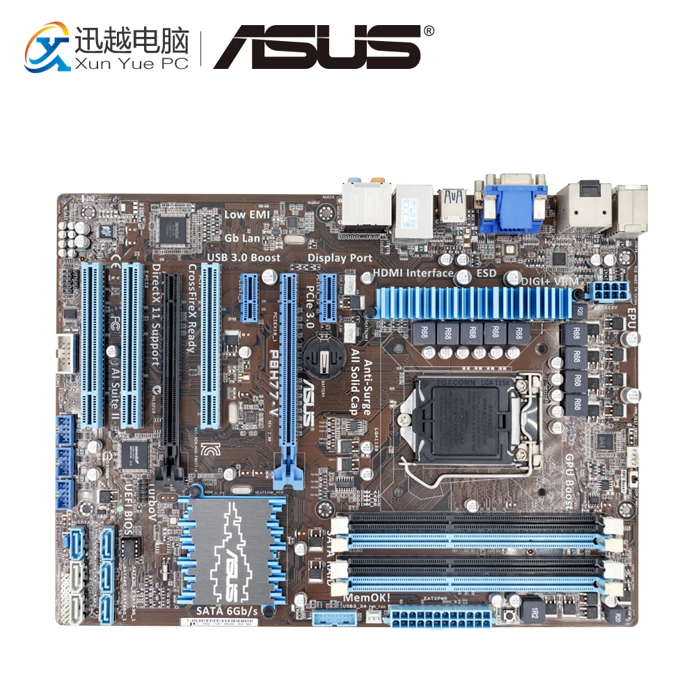 

Asus P8H77-V Desktop Motherboard H77 Socket LGA 1155 For i3 i5 i7 DDR3 32GB SATA3 USB3.0 HDMI VGA ATX Original Used Mainboard