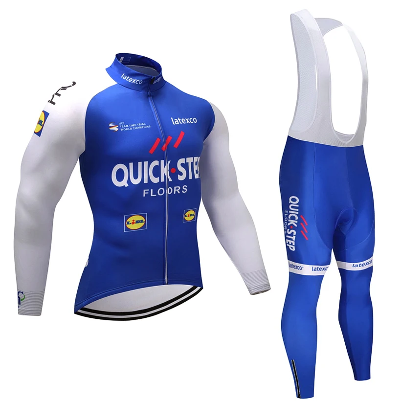 

2018 Winter Quick step 9D pad Cycling team JERSEY Bike Pants set men Ropa Ciclismo Thermal fleece bicycling wear Maillot Culotte