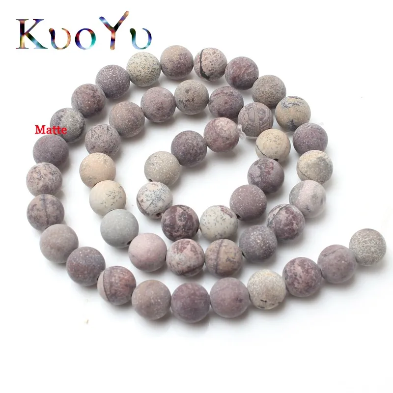 

Natrual Dull Polish Matte Flowers Jaspe Stone Round Loose Beads For Jewelry Making Diy Bracelet Necklace 4/6/8/10mm 15inches