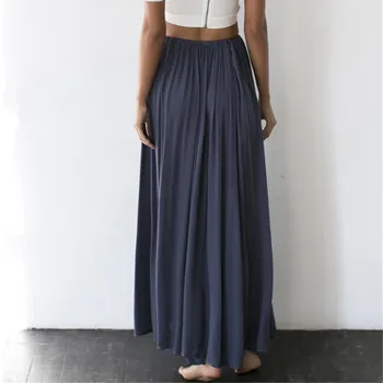 

Summer Autumn Skirts 2019 New Women's Casual Chiffon BOHO Ladies Solid High Waist simple Gypsy Long Maxi Full Skirt 2019