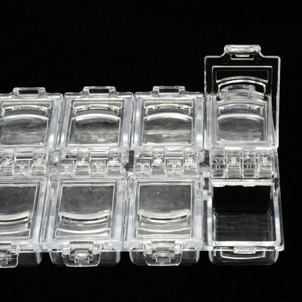 

1 Case 12 Slots White Clear Storage Box Empty Container For Nail Art Gems Jewelry Decoration Container Glitter Nail Tools SA338