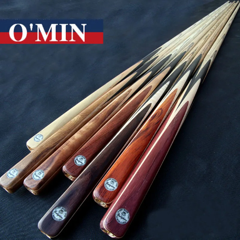 O'min One Piece Snooker Cues Enlighten Model 9.8mm Tips Single Snooker Cues Case Set China 2017