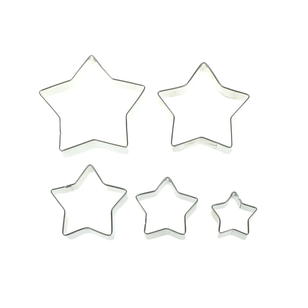 5 Pcs/set Star Shape Cake Baking Mold Stainless Steel Fondant Cookie Biscuit Cutter Decorating Moulds