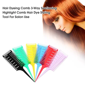 

Hair Dyeing Comb 3-Way Sectioning Highlight Comb Professional Weave Weaving Comb Hair Dye Styling Tool For Salon Use