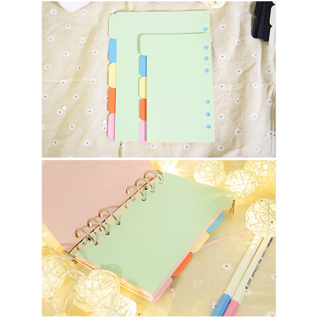  5pcs A5 Kraft Tabbed Paper Planner Notebook Scrapbook Album Divider Index Page for Filing Organizer DIY Crafts Supplies