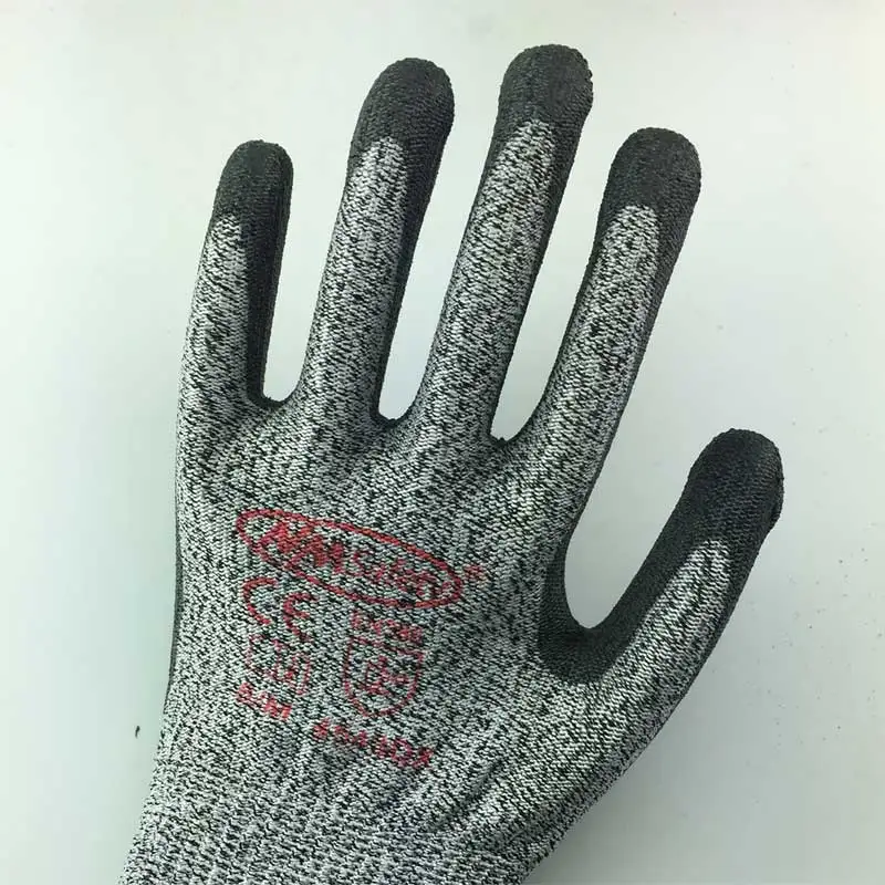 NMSafety устойчивые к порезам перчатки с покрытием PU ладонь Нескользящие защитные рабочие перчатки