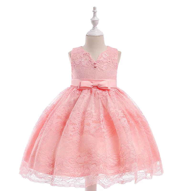 

Retail Boutiques Lace Kid Formal Party Dress For Elegant Baby Dress Kids Elegant Children Girls Wedding Dress With Bow L5020