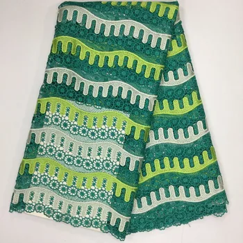 

New guipure African water soluble lace fabric for wedding dress,high quality swiss voile color line lace 5y/lot 50022