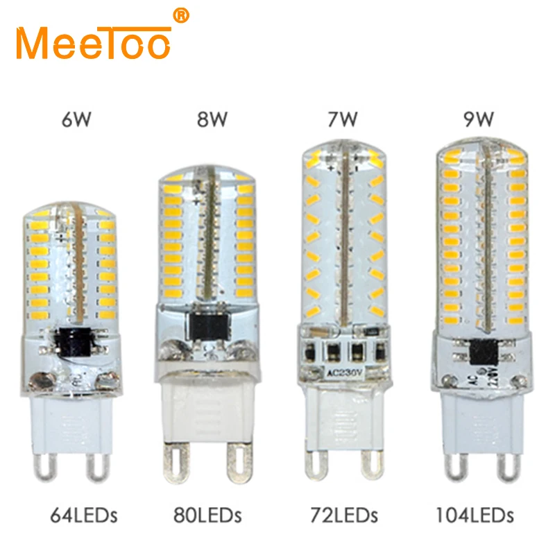 2016 новинка G9 LED светодиодные лампы с регулируемой яркостью СМД 3014 6Вт 7Вт 8Вт 9Вт AC220В 230В хрустальная лампа