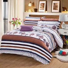 simple stripes Dot style Winter soft velvet bedding set super warm bed sheet duvet cover pillowcase soft bedding home textile