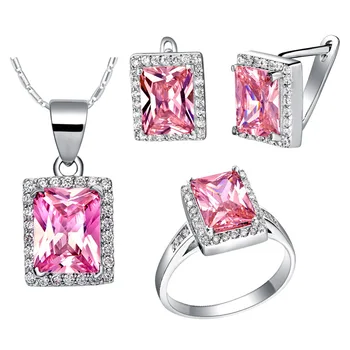 

Pendant necklace Earrings ring 925 sterling jewelry set ring set in and America bts diy CZ-jewelry Luxury Girls