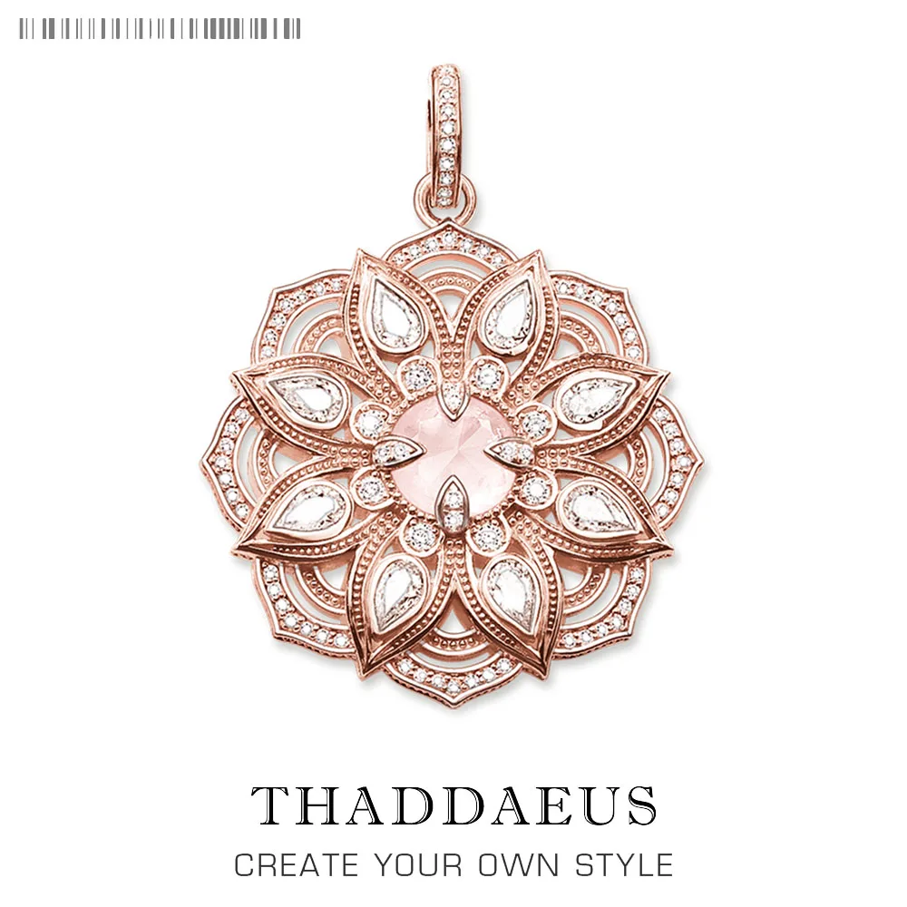 

Pendant Pink Lotus Flower,2019 Fashion Jewelry Real 925 Sterling Silver Thomas Style Bijoux Accessories Gift For Ts Woman Girls