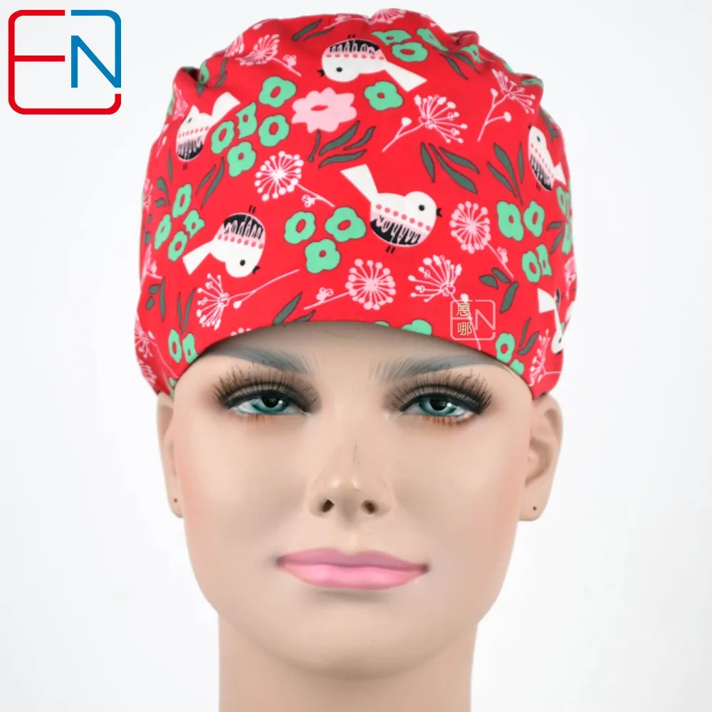 Hennar Surgical cap in RED, scrub caps,dentist caps in 100 cottonin