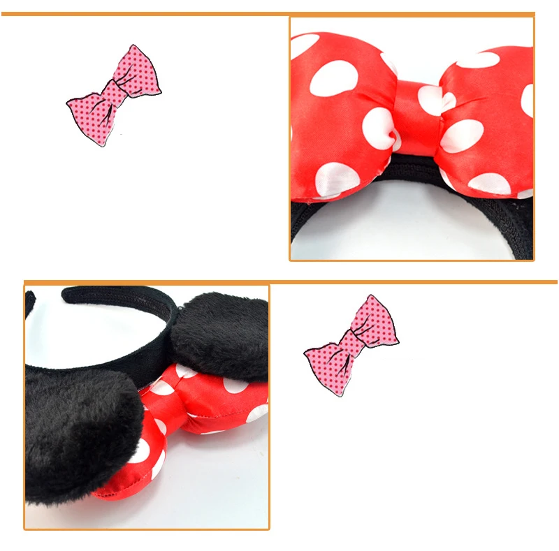 Christmas Hairband Cute Mickey Ears Bows Headband Pink Ear Headband Bow Hair Accessories for Girls Birthday Party Celebration