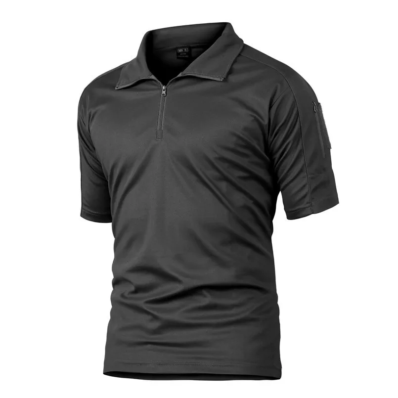 Для мужчин; стиль милитари камуфляжная походная и походная футболка Летняя уличная солдатская форма Боевая армейская футболка спортивные тренировочные футболки - Цвет: Black