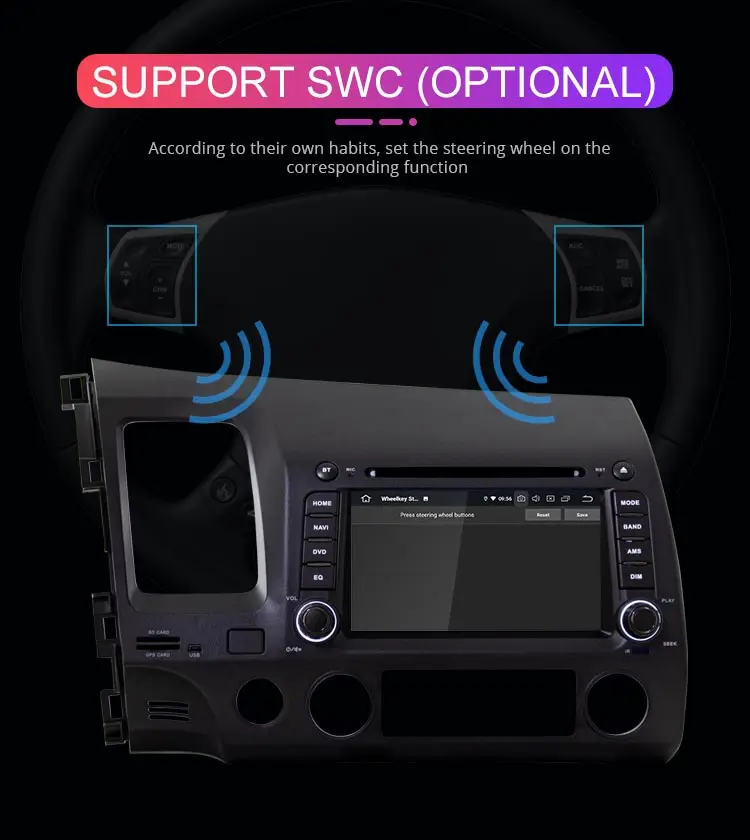 Clearance Besina Android 9.0 Car DVD Player For HONDA CIVIC 2006-2008 2009 2010 2011 Multimedia GPS Navigation Stereo 2 Din Car Radio WIFI 12
