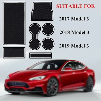 

Protection Gate Slot Mats White + Black 7Pcs Center Console For Tesla Decoration