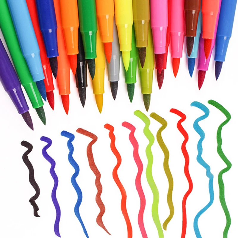 12, 24 цвета, художественная живопись, детские мягкие акварельные маркеры, ручка, мягкая кисть, цветная ручка для школьников, цветные книги
